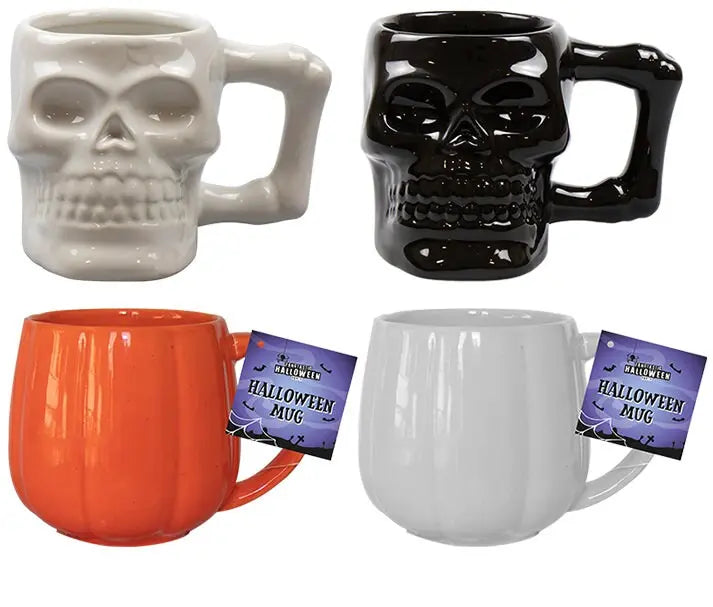 4 X Pumpkin Skull Ceramic Mug Cup Halloween Kitchen Tableware Food Drinks Keechi & co.