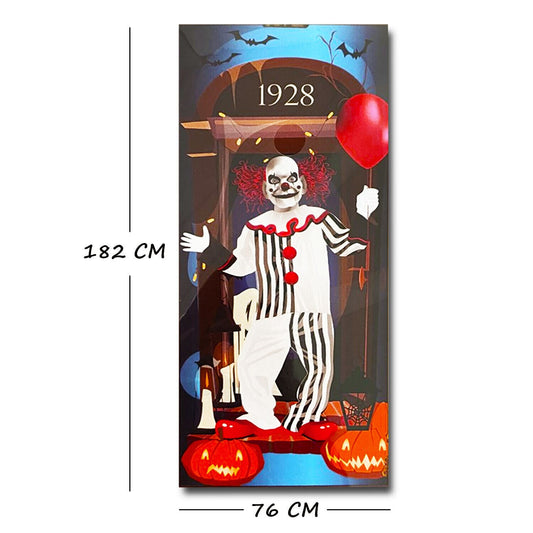 Halloween Clown Door Cover Party Entrance Scary Party Decor Drape Poster Keechi & co.