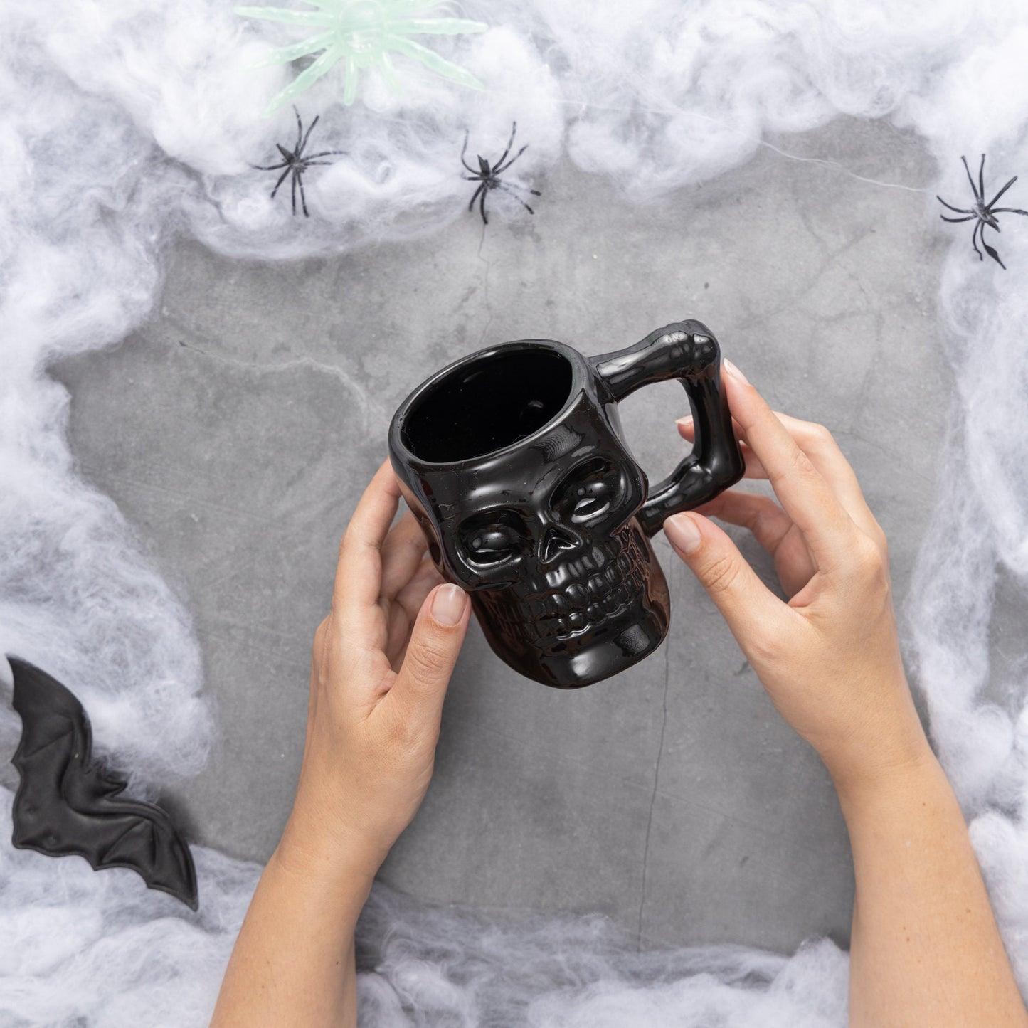 Skull Ceramic Mug 2x Cup Halloween Kitchen Accessory Tableware Food Drinks