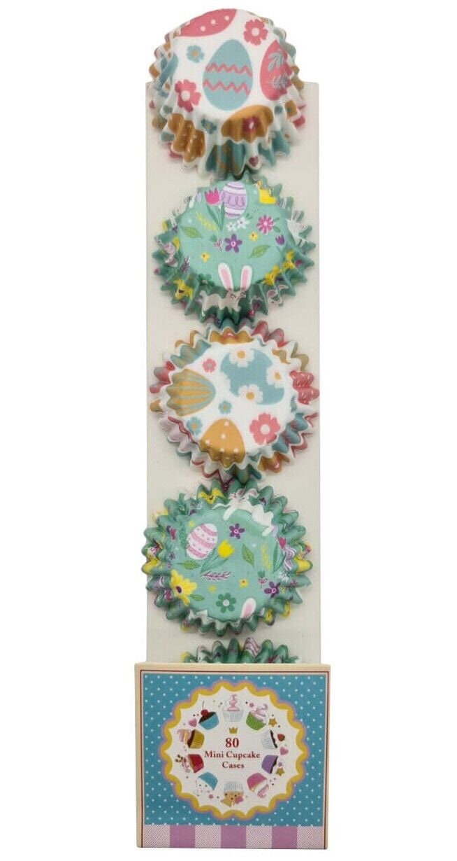 80 Mini Easter Day Cupcake Cases Baking Muffin Cake Petits Fours Bunny Eggs Keechi & co.