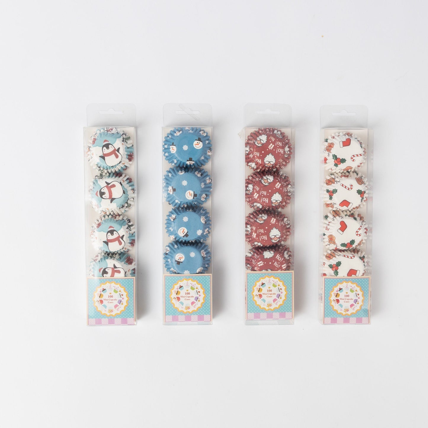 100 Mini Cupcake Cases Baking Muffin Cake Petits Fours Christmas Designs