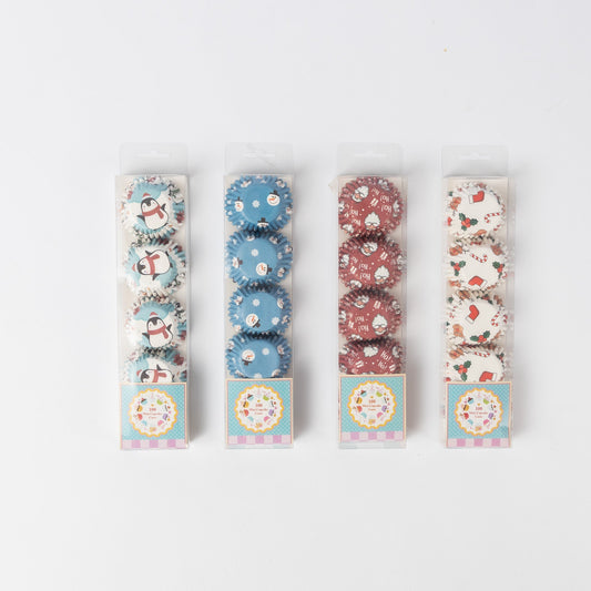 100 Mini Cupcake Cases Baking Muffin Cake Petits Fours Christmas Designs