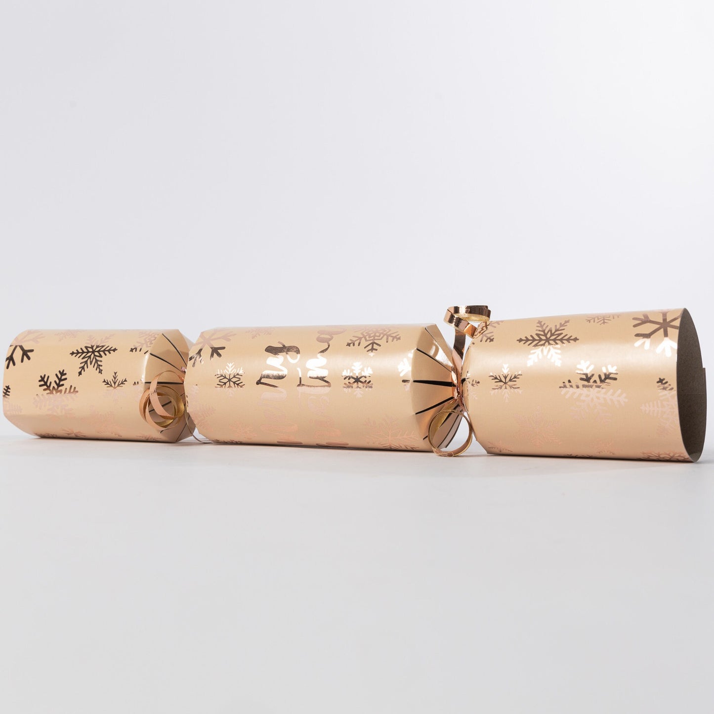 DIY Christmas Cracker Kit: Rose Gold Ribbon, Hats, Snaps, Jokes (12 Pack)