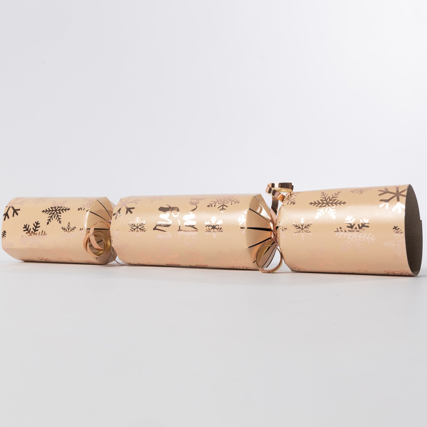 DIY Christmas Cracker Kit: Rose Gold Ribbon, Hats, Snaps, Jokes (12 Pack)