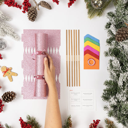 Make Your Own Christmas Cracker Kit – Pink Glitter – Pack of 6