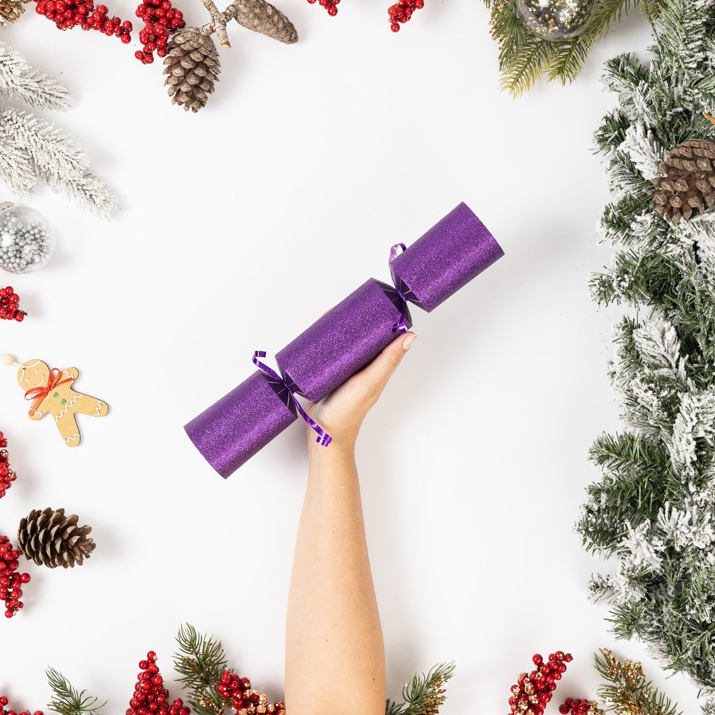 24 Make Your Own Christmas Cracker Kit Crackers Hats Snaps Jokes Purple Glitter Keechi & co.