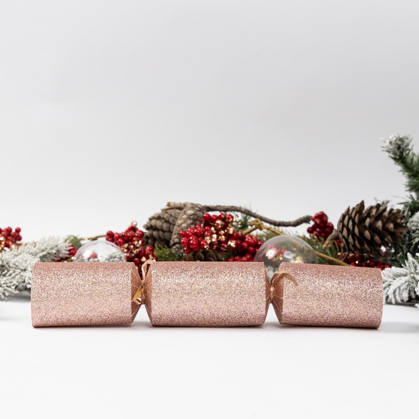 12 Make Your Own Christmas Cracker kit Crackers Hats Snaps ROSE GOLD GLITTER