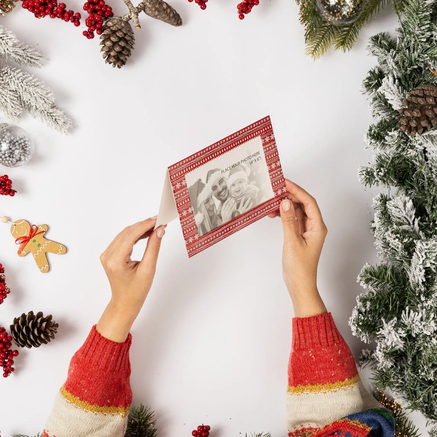 Christmas Photo Frame Cards & Envelopes  Personalised Any Family Picture pack of 6 Keechi & co.