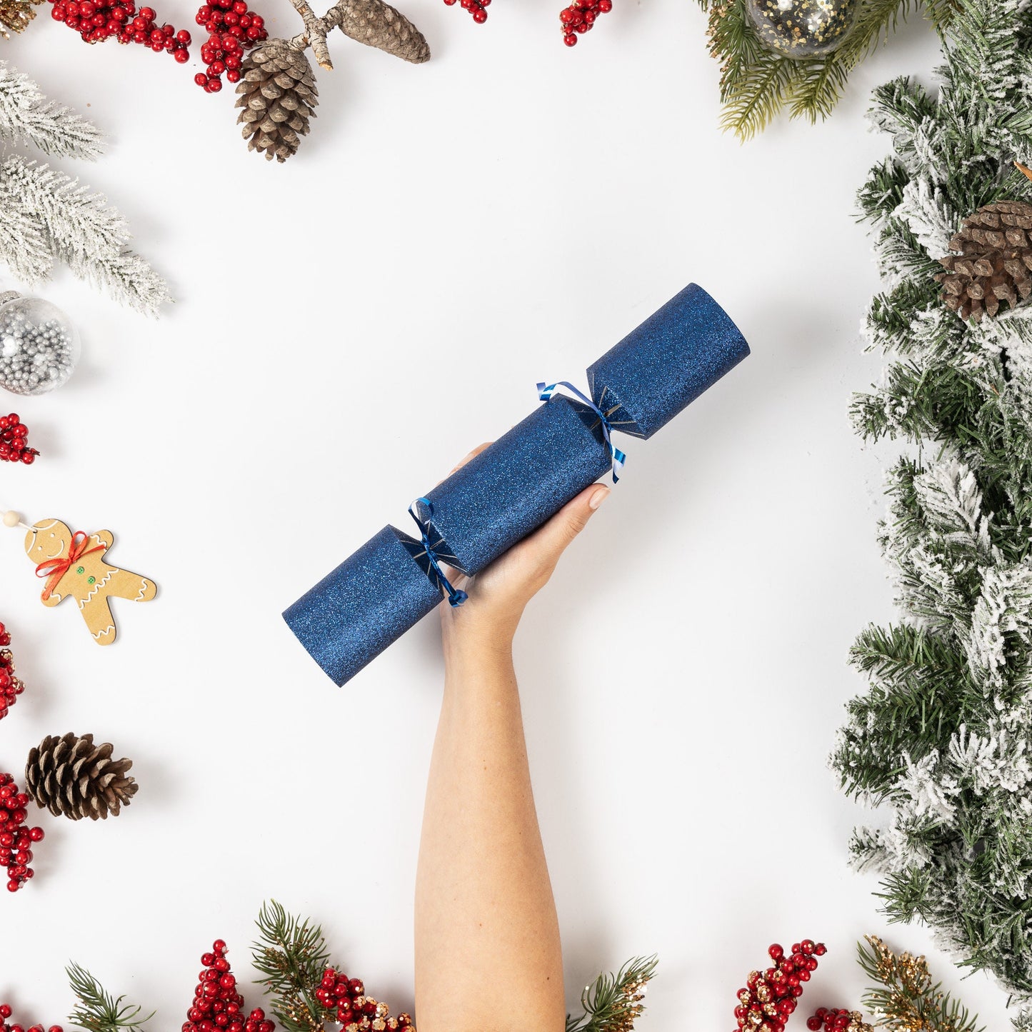 12 Make Your Own Christmas Cracker kit Crackers Hats Snaps navy glitter