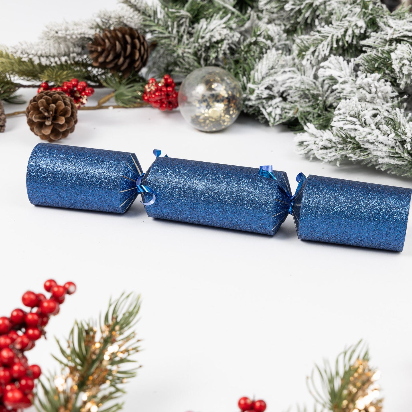 12 Make Your Own Christmas Cracker kit Crackers Hats Snaps navy glitter