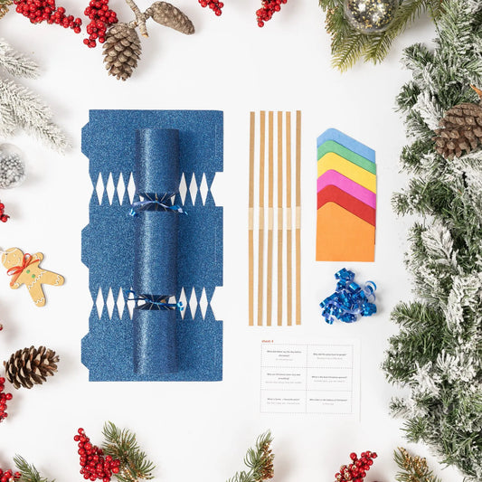 12 Make Your Own Christmas Cracker kit Crackers Hats Snaps navy glitter Keechi & co.