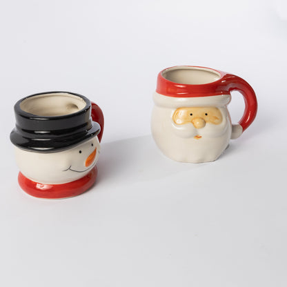 Santa & Snowman Ceramic Christmas Mugs – Set of 2 – image 2