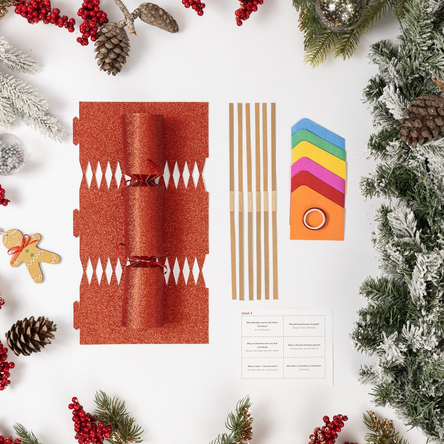 6 Make Your Own Christmas Cracker kit Crackers Hats Snaps RED GLITTER Etsy