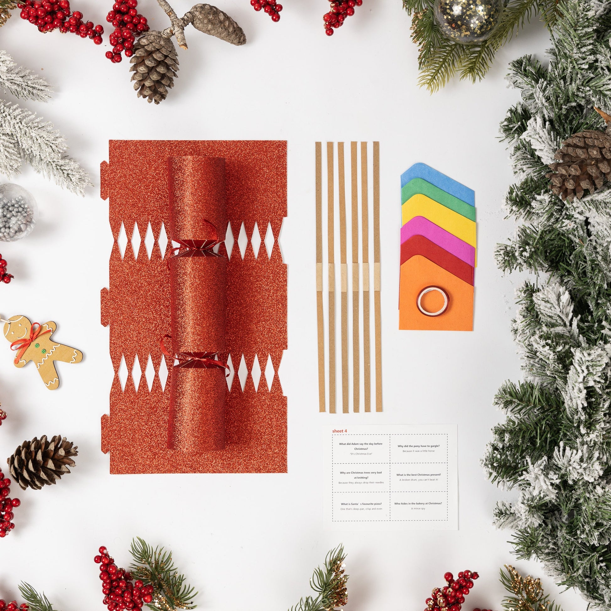 6 Make Your Own Christmas Cracker kit Crackers Hats Snaps RED GLITTER Etsy