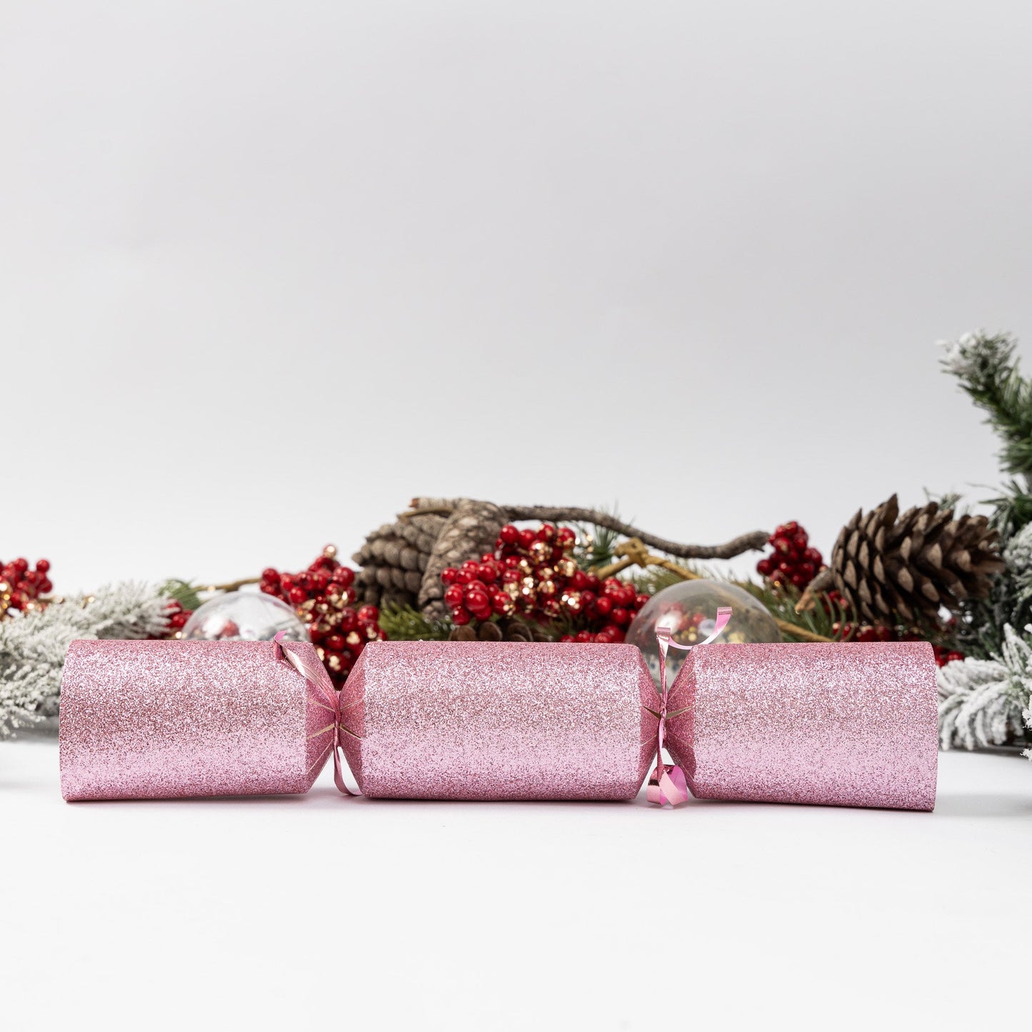 6 Make Your Own Christmas Cracker kit Crackers Hats Snaps PINK GLITTER Keechi & co.