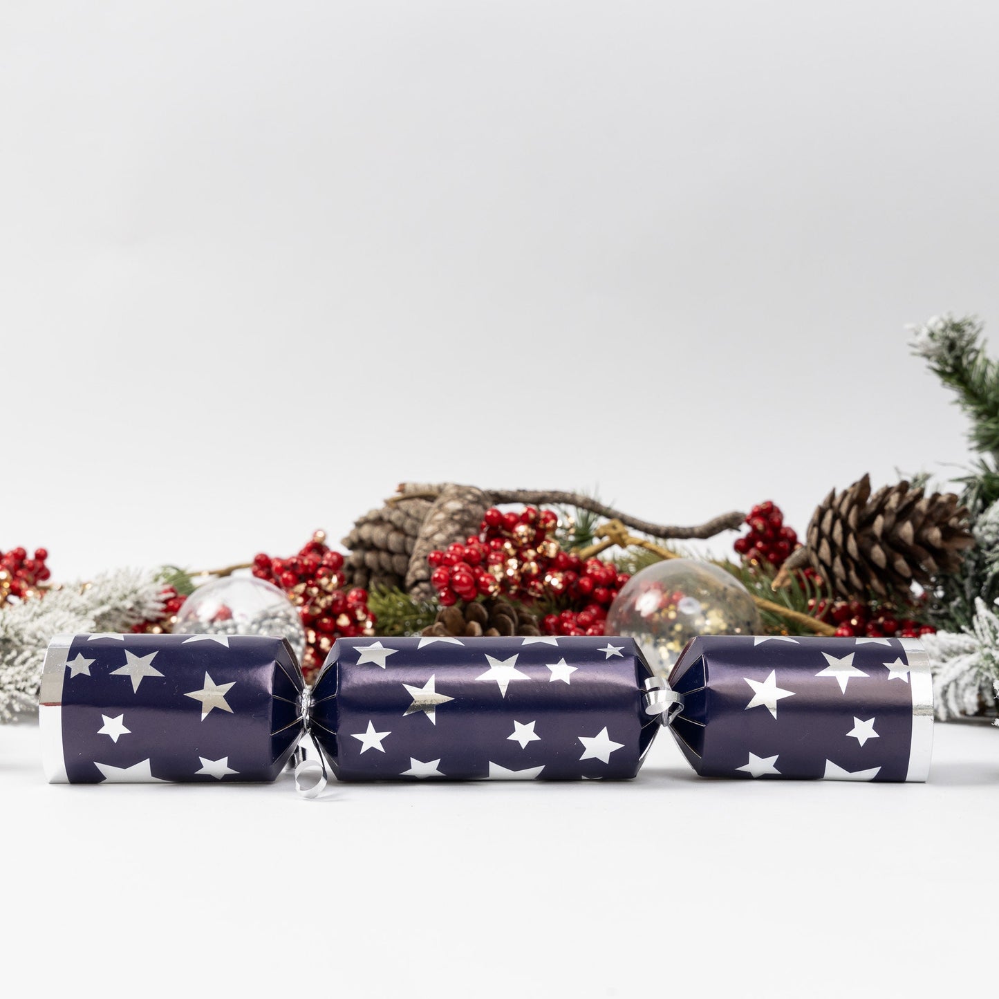 Make Your Own Christmas Cracker kit Hats Snaps Crackers Jokes navy Silver star