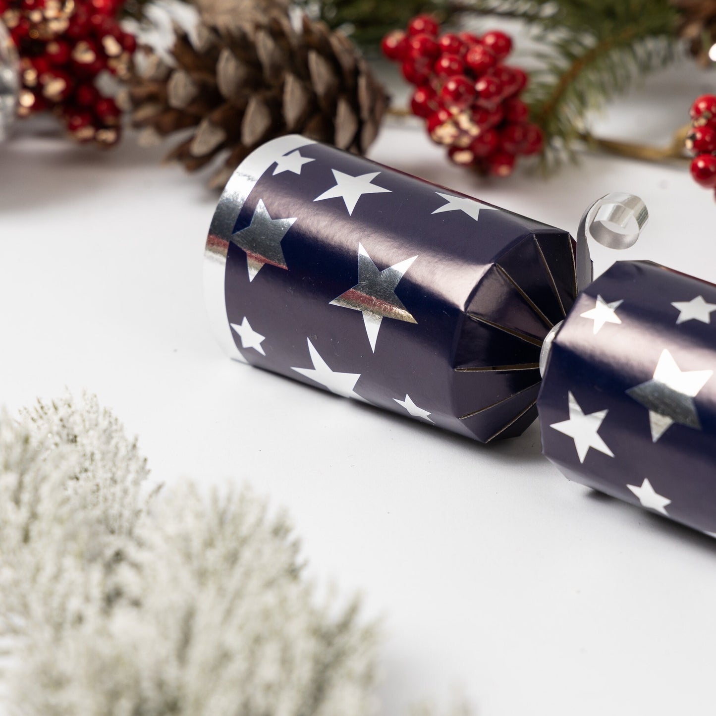 Make Your Own Christmas Cracker kit Hats Snaps Crackers Jokes navy Silver star Keechi & co.