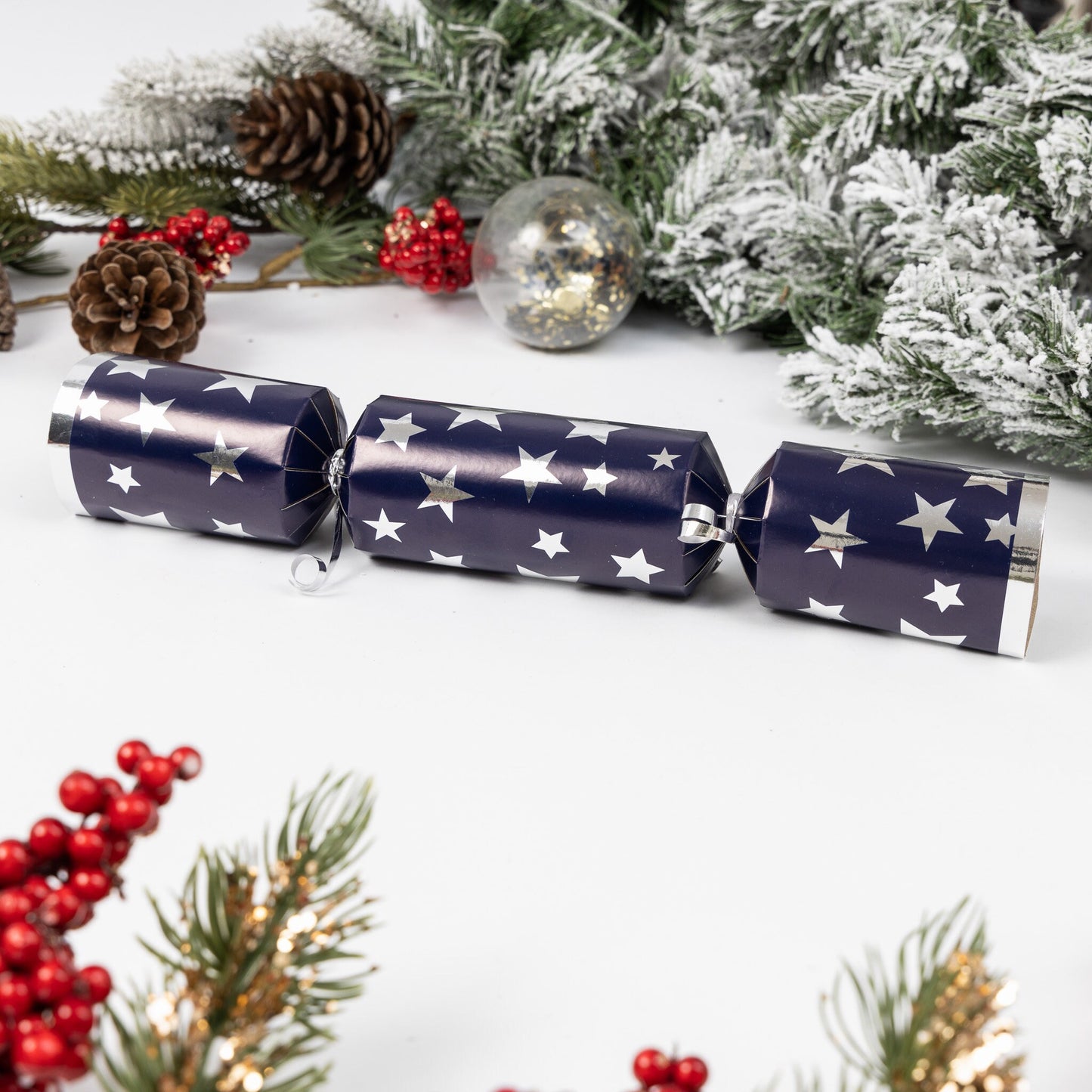 Make Your Own Christmas Cracker kit Hats Snaps Crackers Jokes navy Silver star Keechi & co.