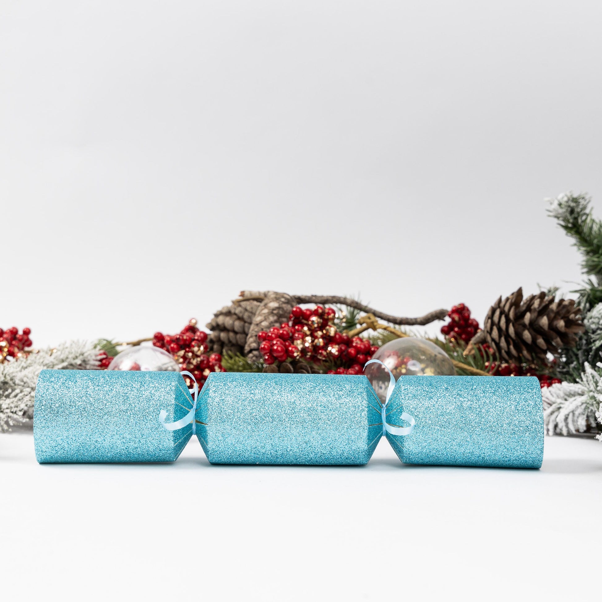 Make Your Own Christmas Cracker kit Crackers Hats Snaps baby blue glitter Keechi & co.