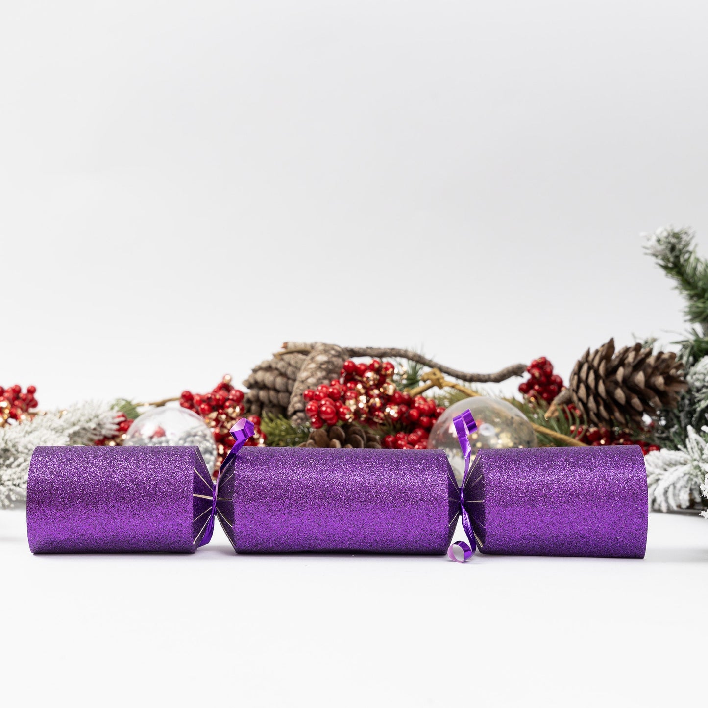 Make Your Own Christmas Cracker kit Crackers Hats Snaps Purple glitter