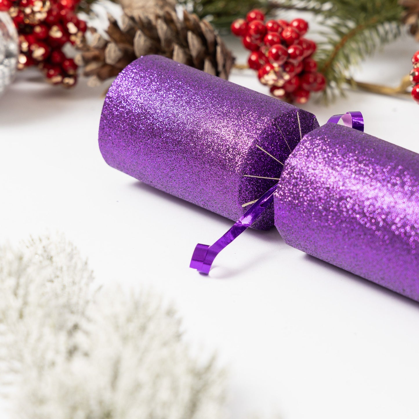 Make Your Own Christmas Cracker kit Crackers Hats Snaps Purple glitter