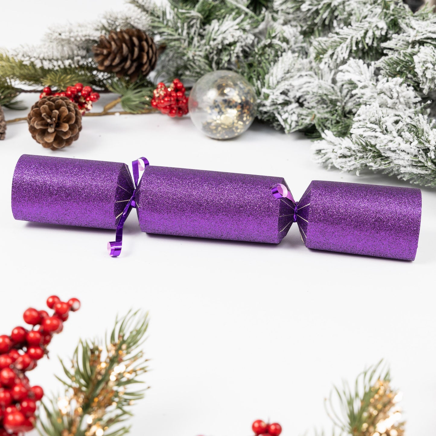 Make Your Own Christmas Cracker kit Crackers Hats Snaps Purple glitter