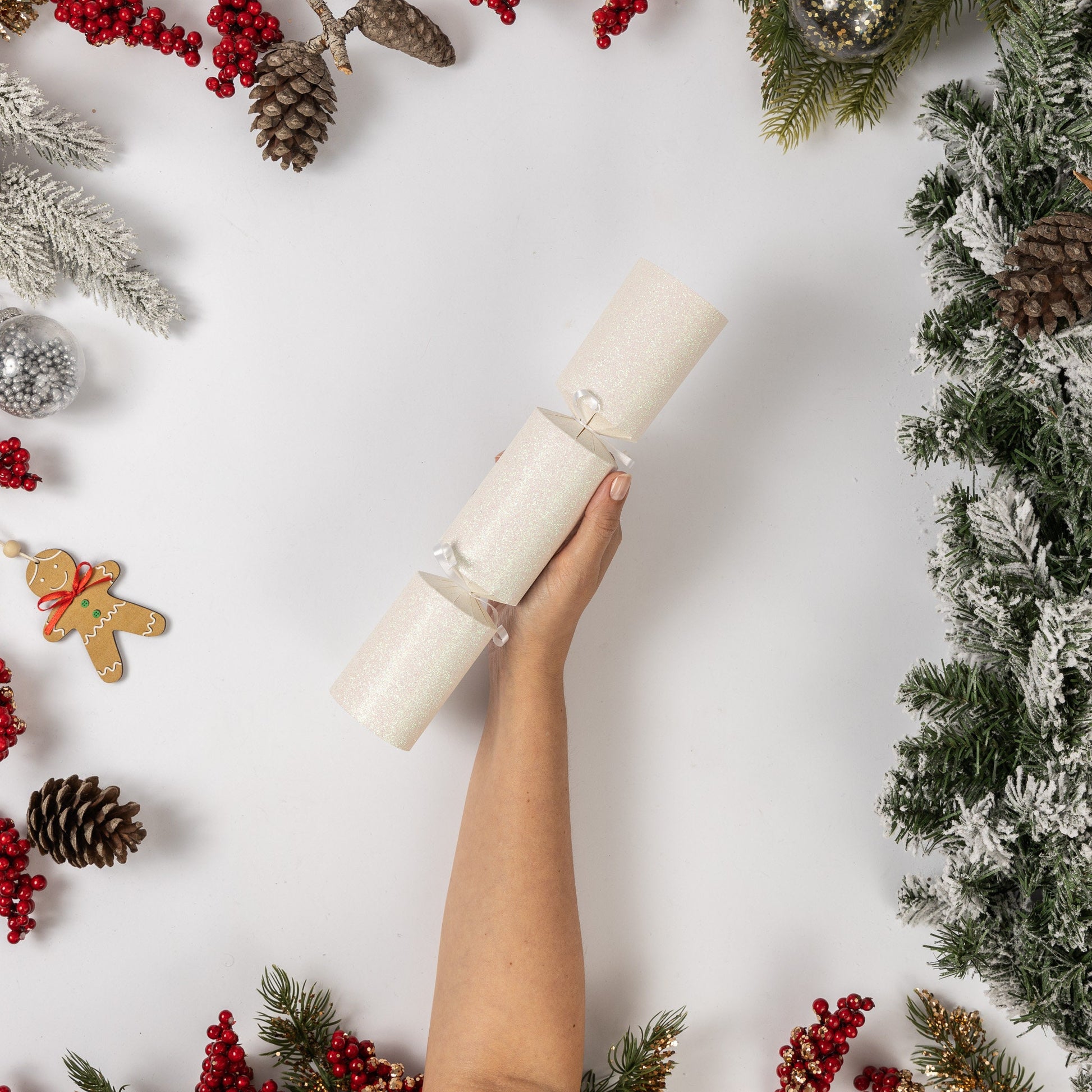 Make Your Own Christmas Cracker kit Crackers Hats Snaps White glitter Etsy