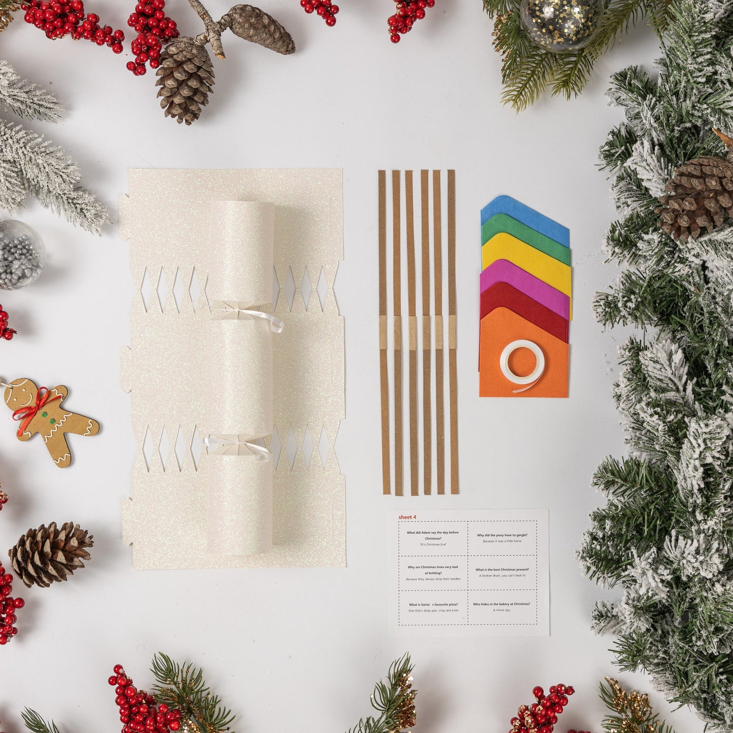 Make Your Own Christmas Cracker kit Crackers Hats Snaps White glitter Etsy