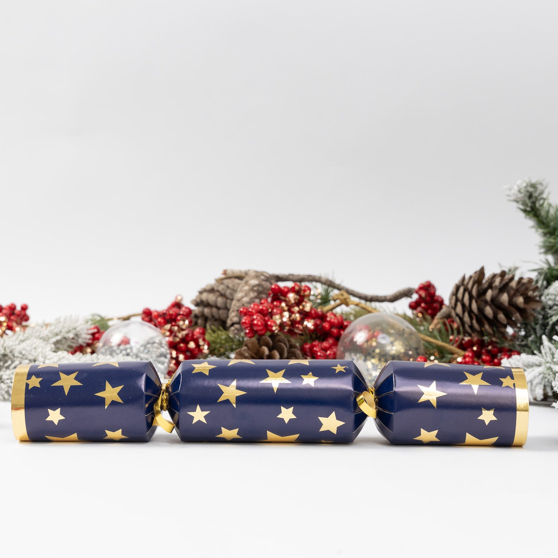 Make Your Own Christmas Cracker kit Crackers Hats Snaps Navy Gold star Keechi & co.