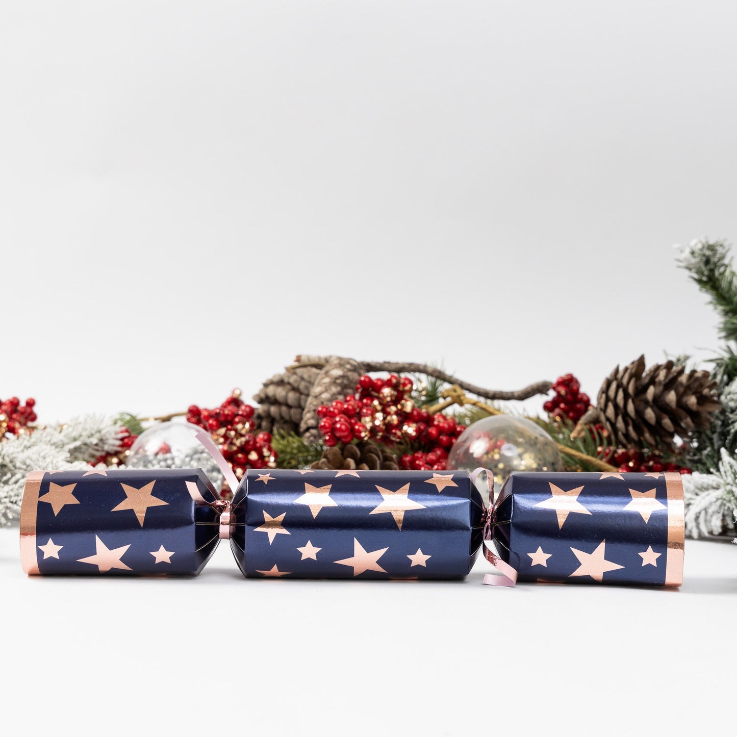 Make Your Own Christmas Cracker kit Crackers Hats Snaps Navy rose star