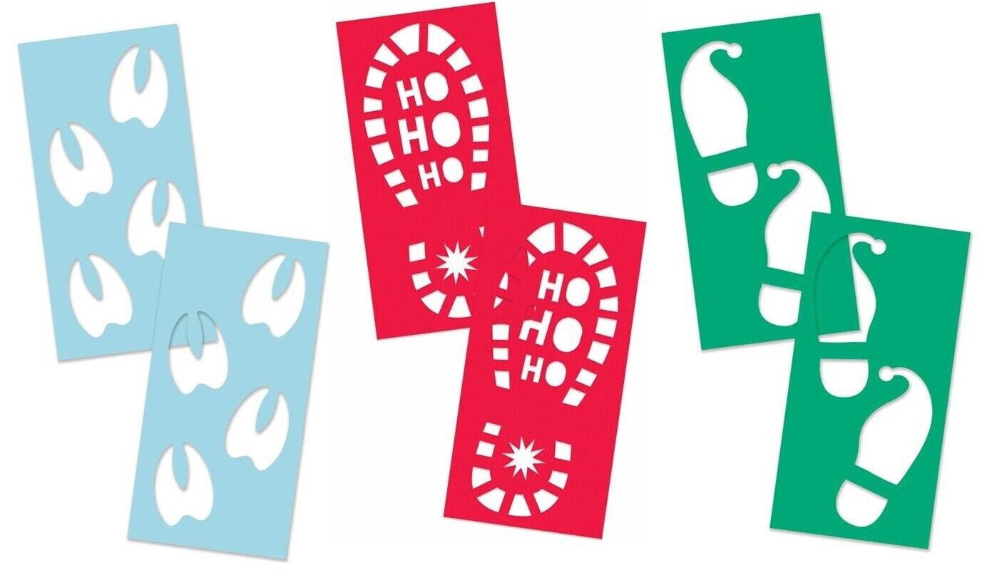 Santa Footprint Stencils Elf Reindeer Father Christmas Boots Stencil full set Plastic Keechi & co.