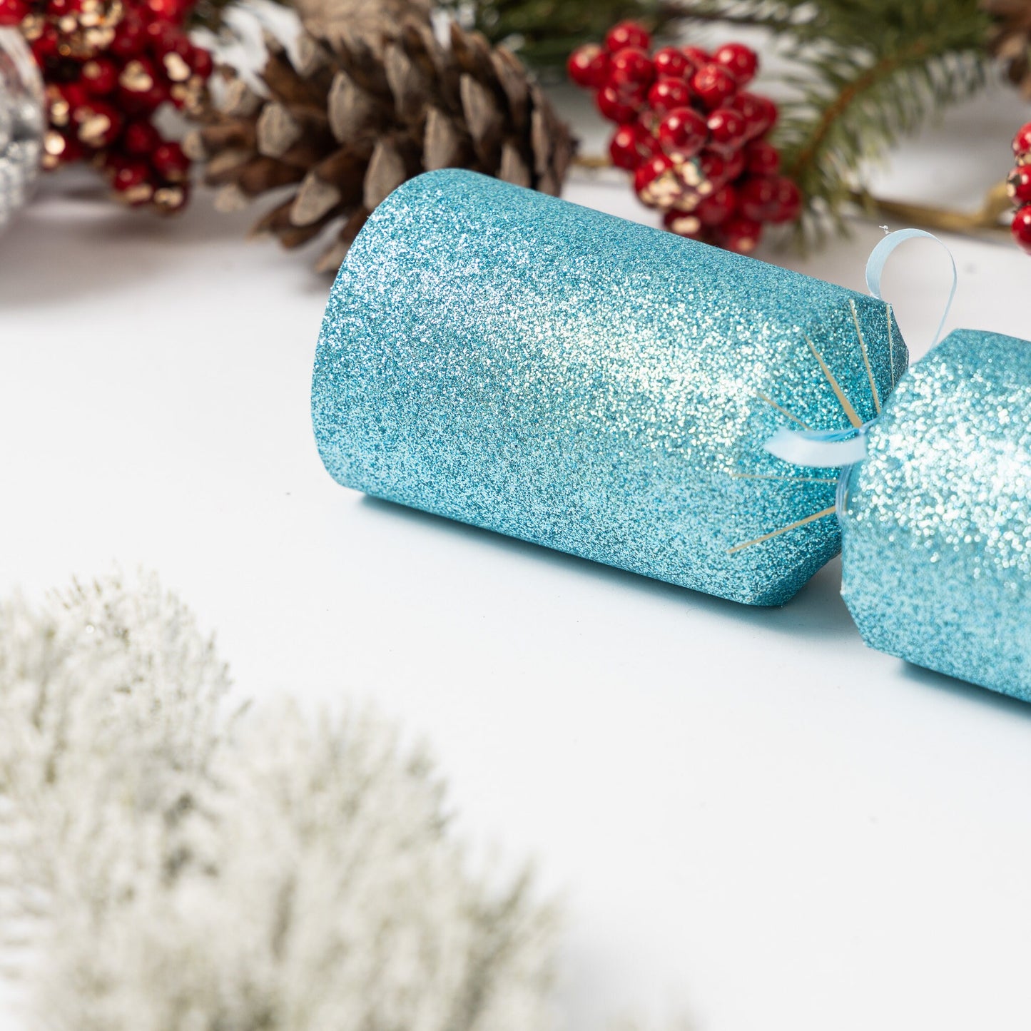 Make Your Own Christmas Cracker kit Crackers Hats Snaps baby blue glitter Keechi & co.