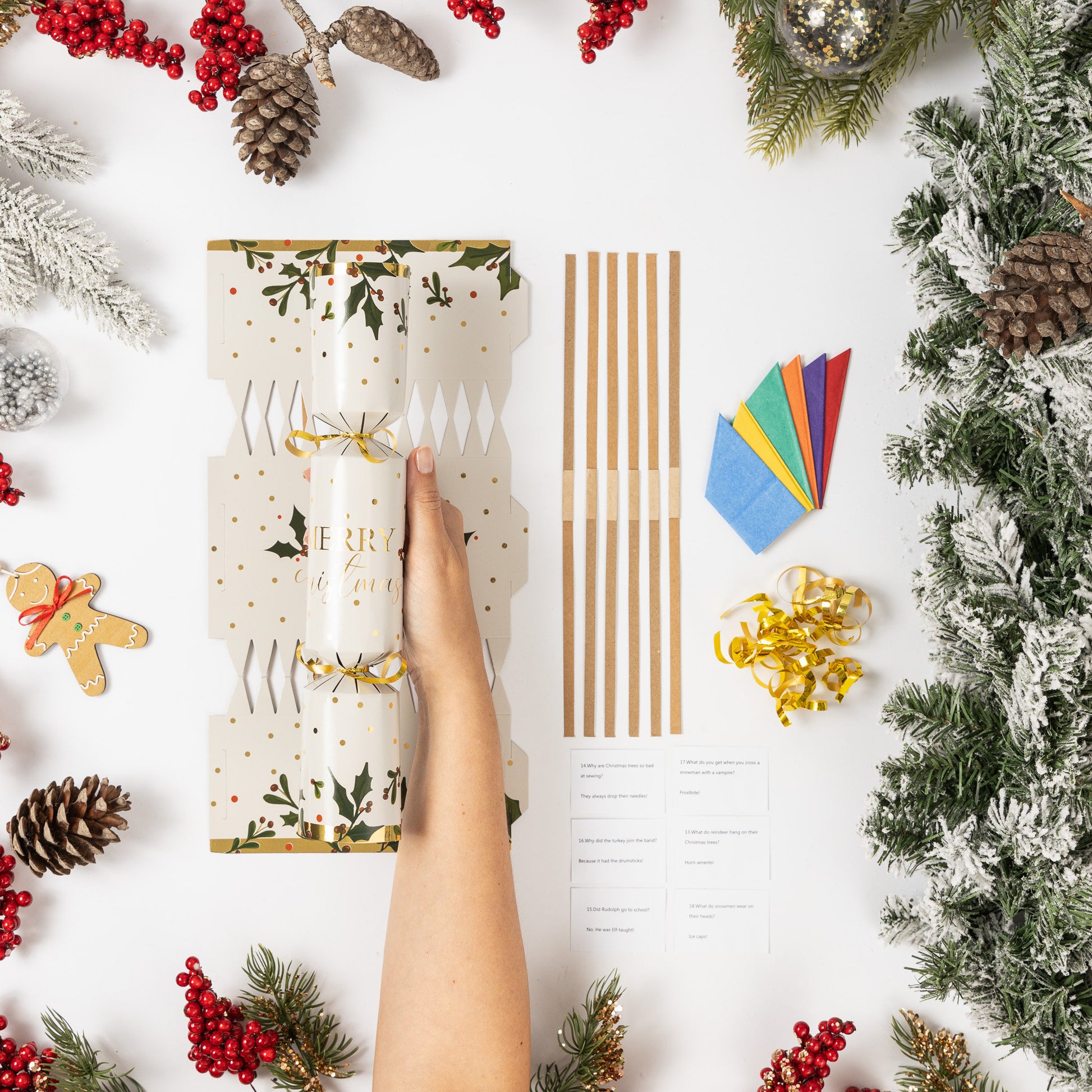 Make Your Own Christmas Cracker kit Crackers Hats Snaps Gold Holly Etsy