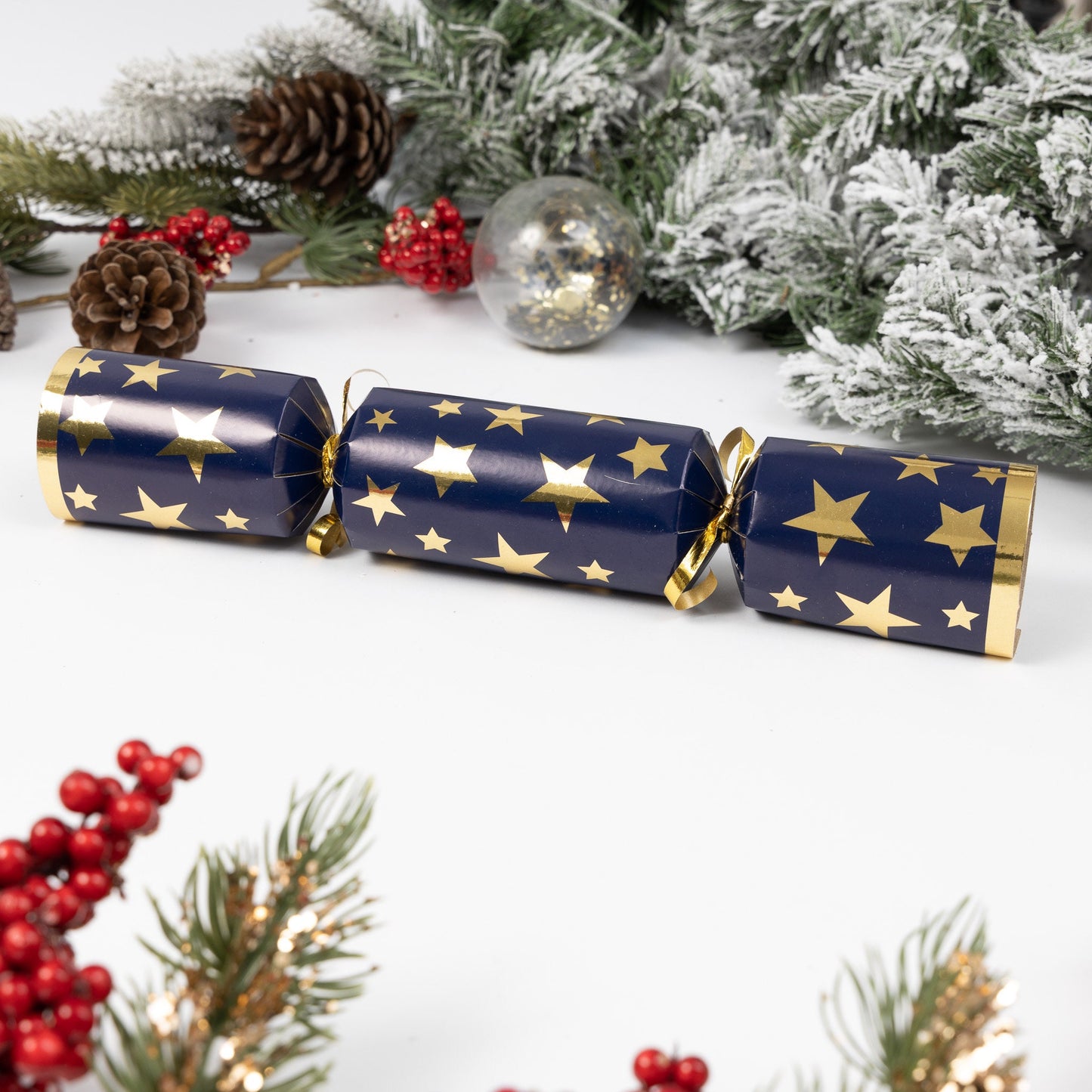 Make Your Own Christmas Cracker kit Crackers Hats Snaps Navy Gold star Keechi & co.