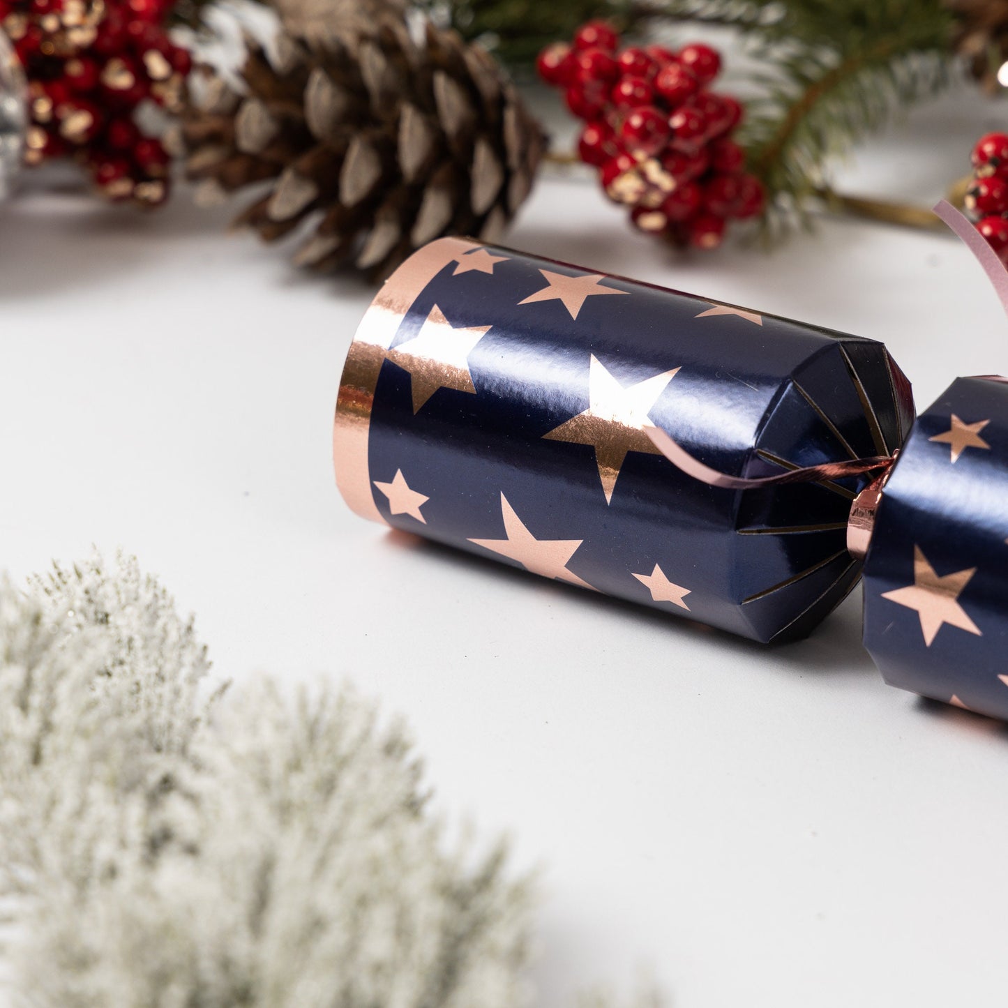 Make Your Own Christmas Cracker kit Crackers Hats Snaps Navy rose star