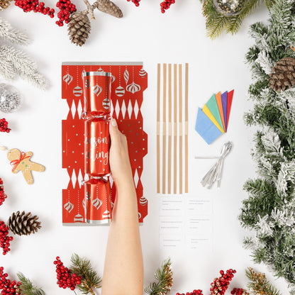 Make Your Own Christmas Cracker Kit – Seasonal Red – 12 Pack – image 2