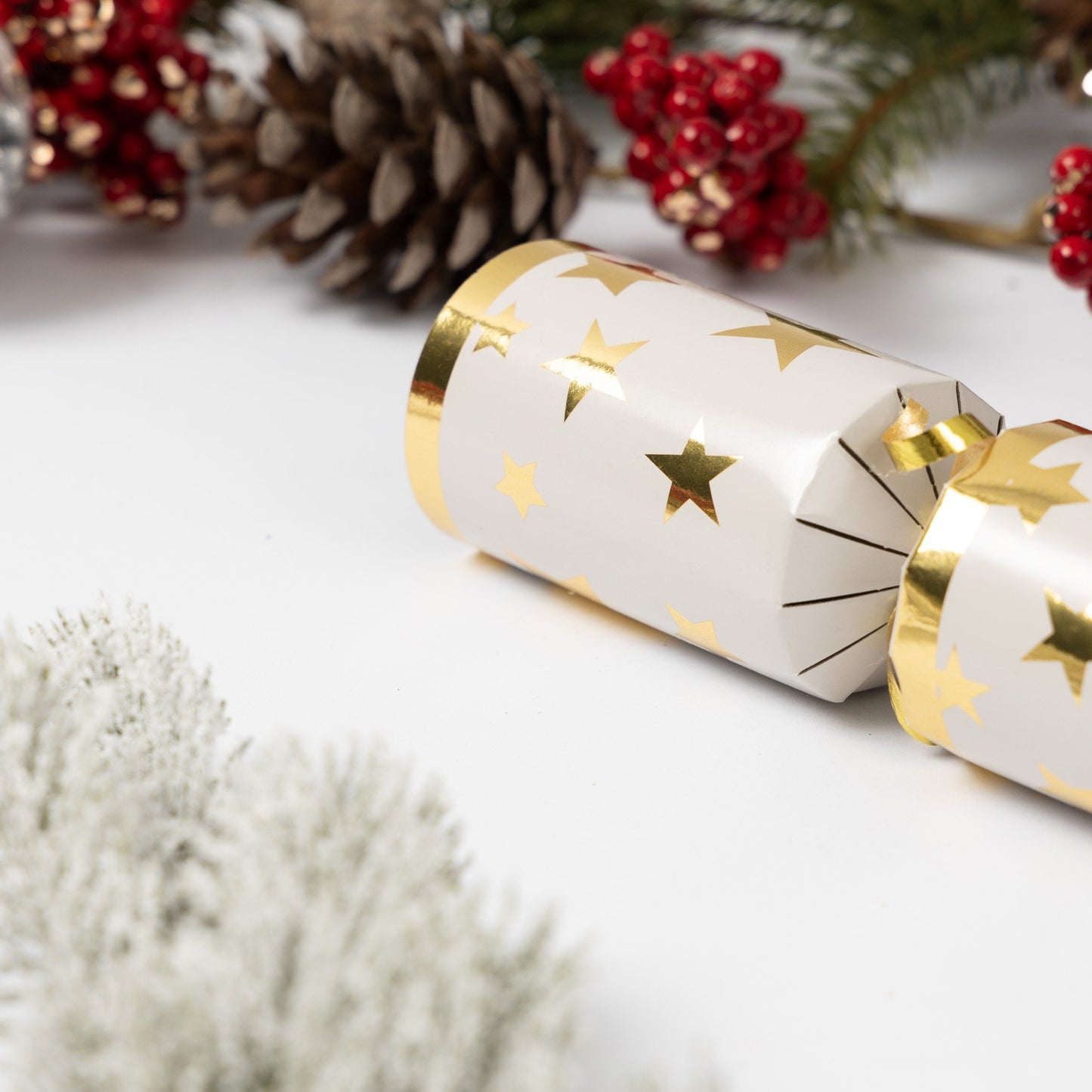 Make Your Own Christmas Cracker kit Crackers Hats Snaps white gold star Keechi & co.