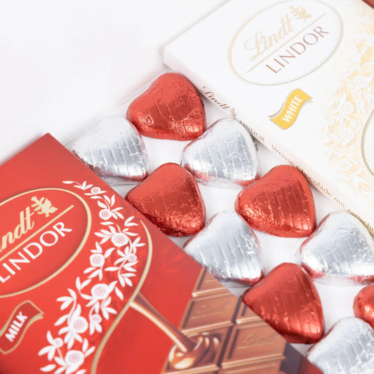 Lindt Lindor Milk White Chocolate Bars Hearts Hamper Gift Box Valentines Present idea Keechi & co.