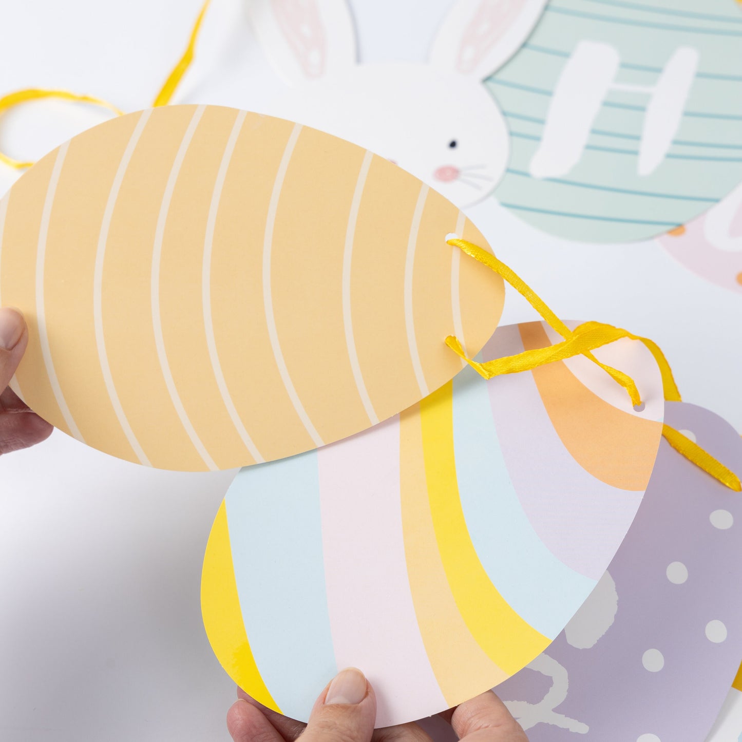 Happy Easter Bunting Banner Garland 2 Metres Hanging Ready Threaded Bunny Egg Keechi & co.