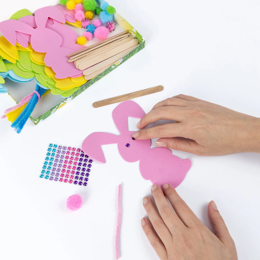 Easter Craft Set Box Decorative Stickers Cute Crafts Pom-Poms Sticks Gems Bunny Keechi & co.