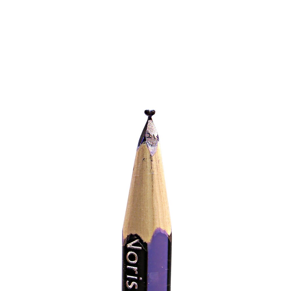 Hand-Carved Pencil Tip Heart Sculpture: Micro Art Gift