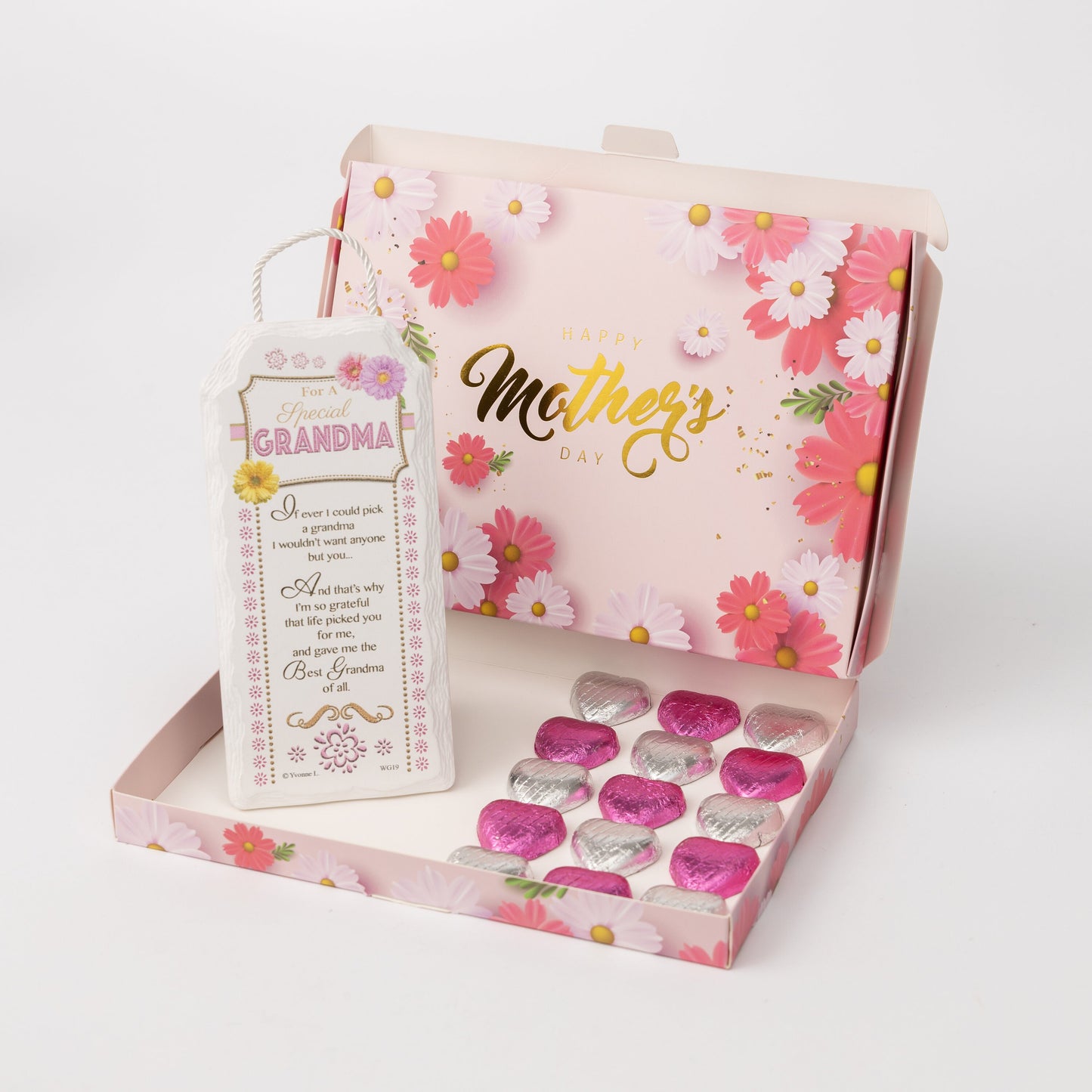 Grandma Mothers Day Gift Ceramic Plaque Keepsake Milk Chocolate Hearts Hamper