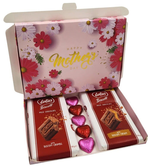 Lotus Biscoff Milk Chocolate Bars Hearts Hamper Gift Present Mum Mother's Day Keechi & co.