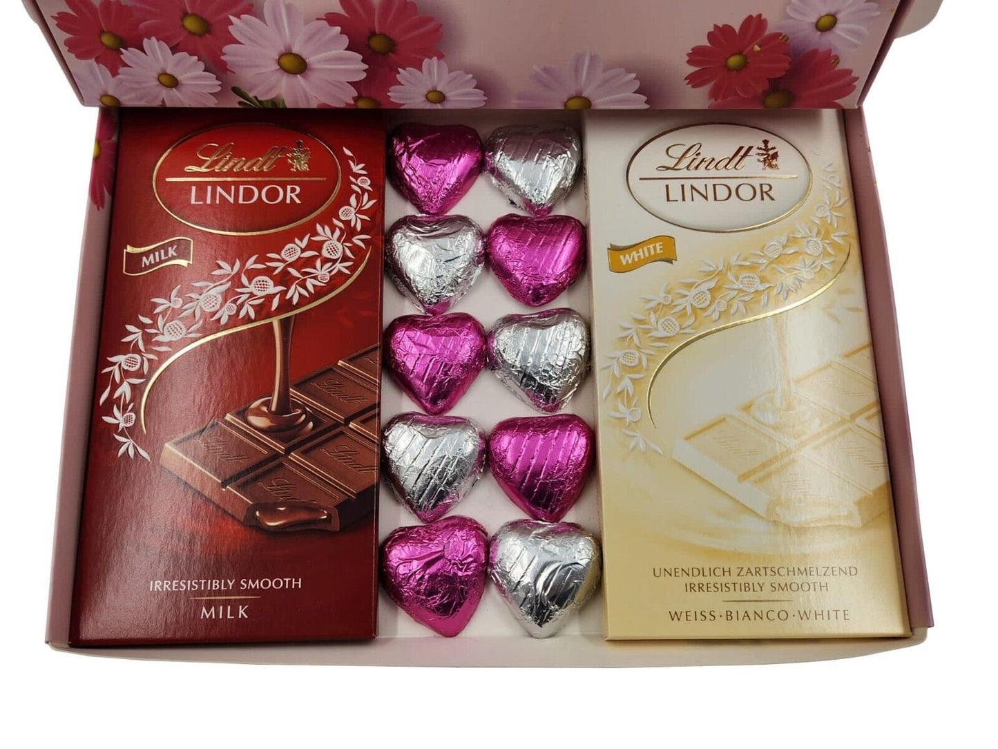 Lindt Lindor Milk White Chocolate Bars Hearts Hamper Gift Mum Mothers Day Gift Keechi & co.