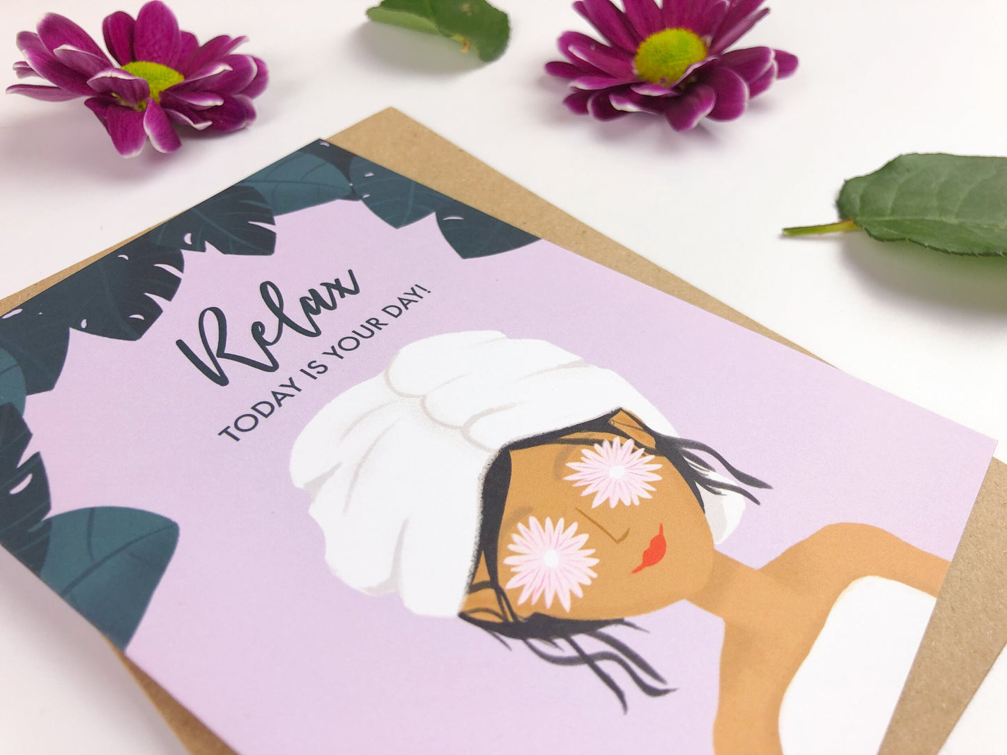 happy birthday spa day relax happy greeting card celebrating hardworking women with envelope A6 made in uk