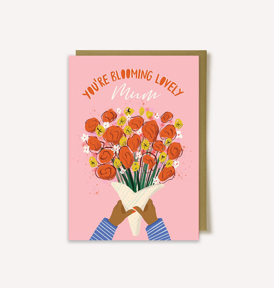 Your blooming lovely mum greeting card mom birthday mothers day A6 card with envelope