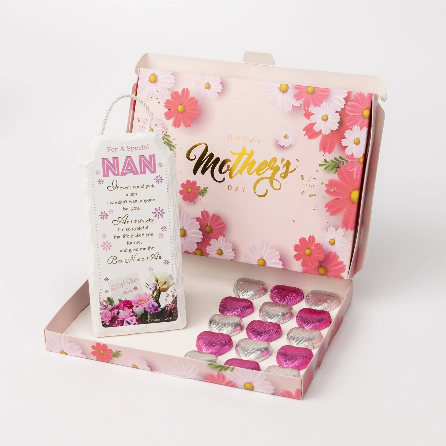 Nan Mothers Day Gift Ceramic Plaque Keepsake Milk Chocolate Hearts Mum Hamper Keechi & co.