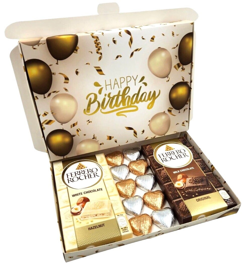 Ferrero Rocher Milk White Chocolate Bars Hearts Gift Box Hamper Happy Birthday Keechi & co.