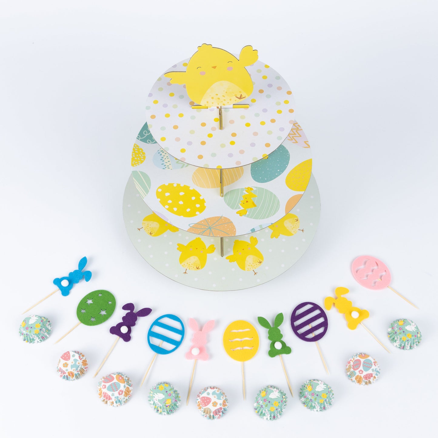 3 Tier Easter Cupcake Stand Muffin 100 Mini Case 10 Toppers Egg Kids Tea Party Keechi & co.