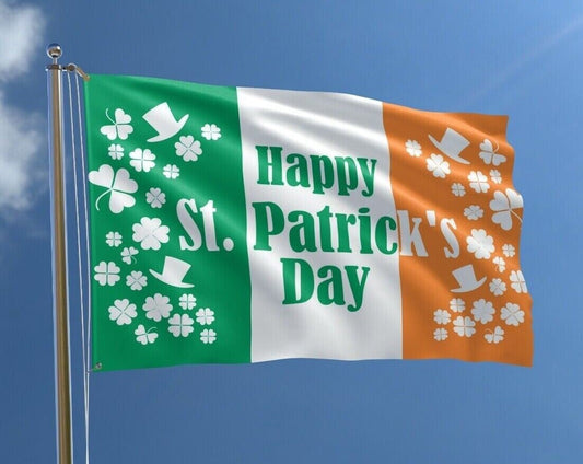 Irish Flag Ireland Republic Dublin St Patrick Day Football Rugby Pole Fan 3x2ft